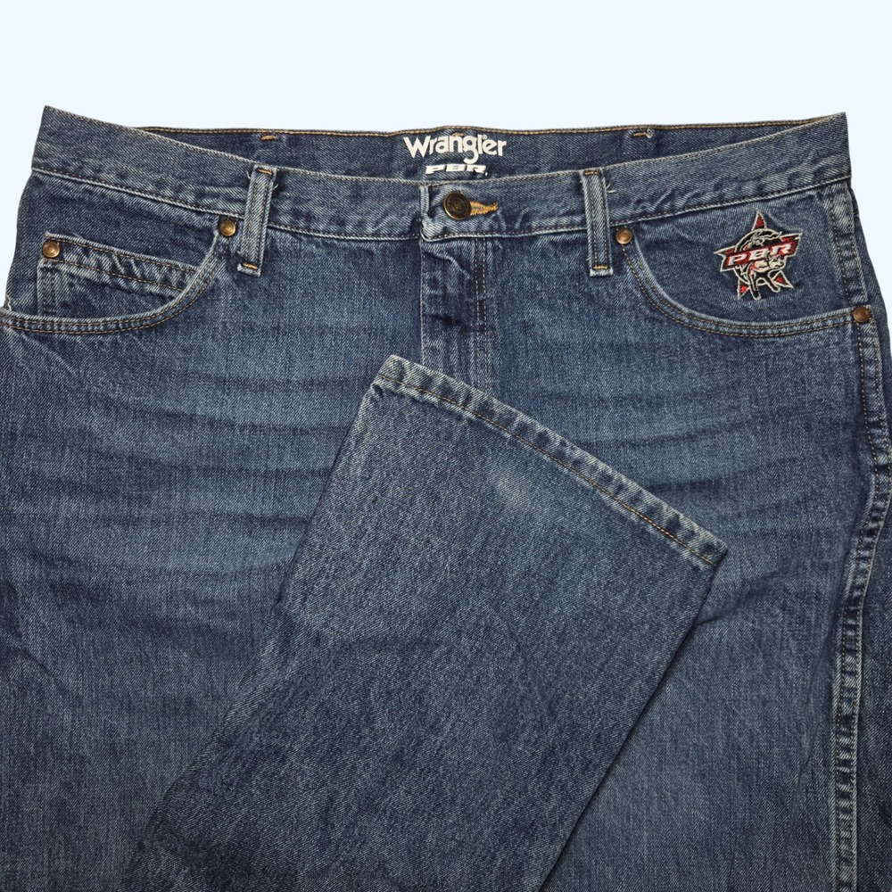 Wrangler PBR Mens Straight Leg Jeans Denim 36x36 (Inseam ~37") Rodeo Western